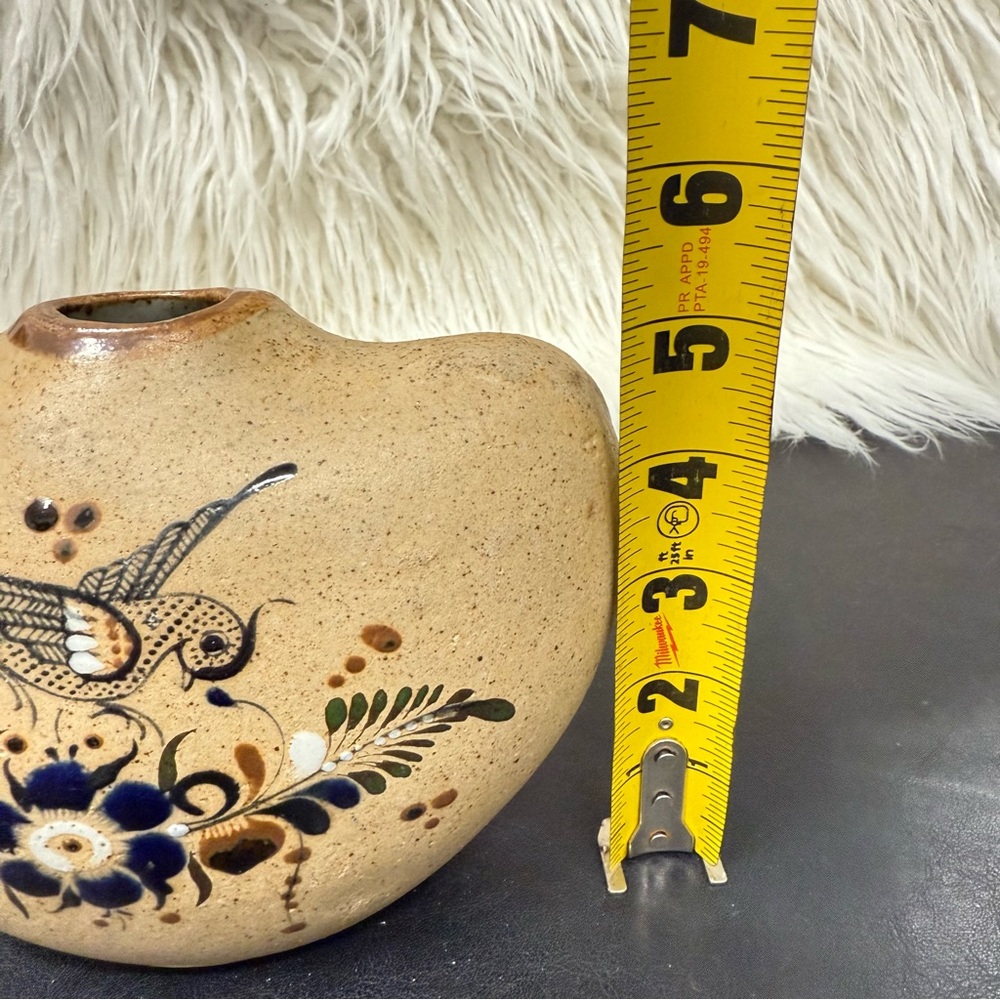 Vtg Netzi Tonala Mexican Sandstone Pottery Vase Handmade/Painted Folk Art - Picture 15 of 16